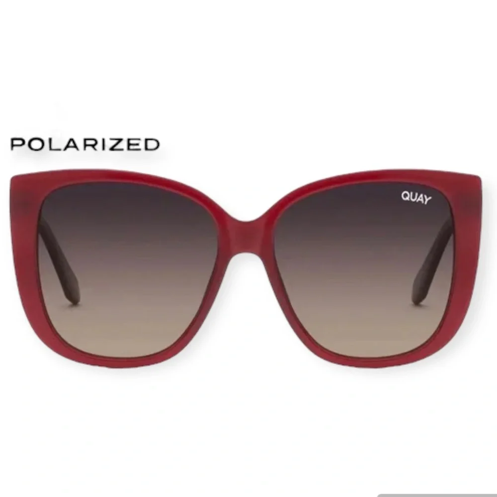 QUAY Ever After Sunglasses Polarized Spice Frame Smoke Taupe Gradient Lens NWT